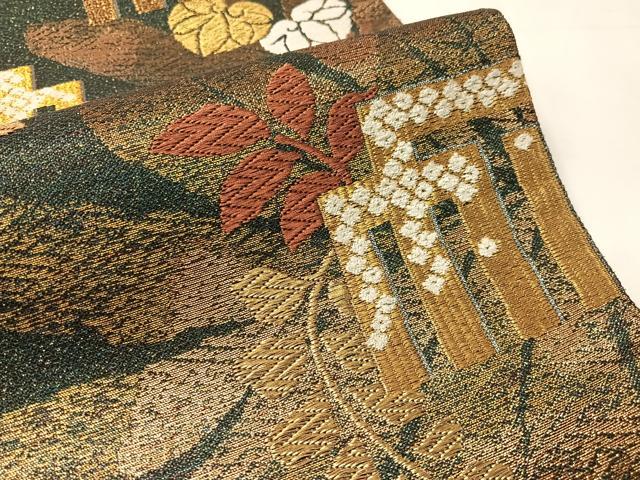 平和屋着物▽創業280年　誉田屋源兵衛　六通柄袋帯　スリーシーズン　春夏秋　唐織　瑞鳳本金　雪月花香の図　正絹　逸品　CABJ0544vp