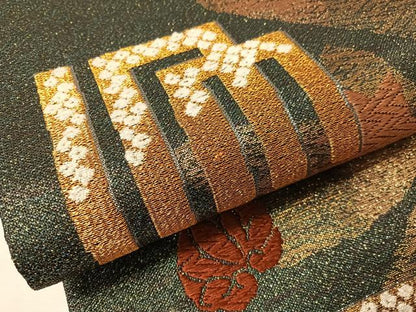 平和屋着物▽創業280年　誉田屋源兵衛　六通柄袋帯　スリーシーズン　春夏秋　唐織　瑞鳳本金　雪月花香の図　正絹　逸品　CABJ0544vp