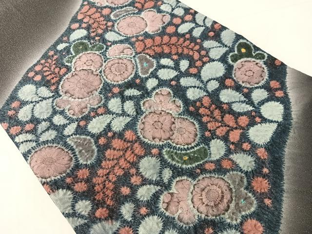 平和屋着物●太鼓柄袋帯　作家物　辻が花　絞り　銀通し地　正絹　逸品　CABJ0547vp
