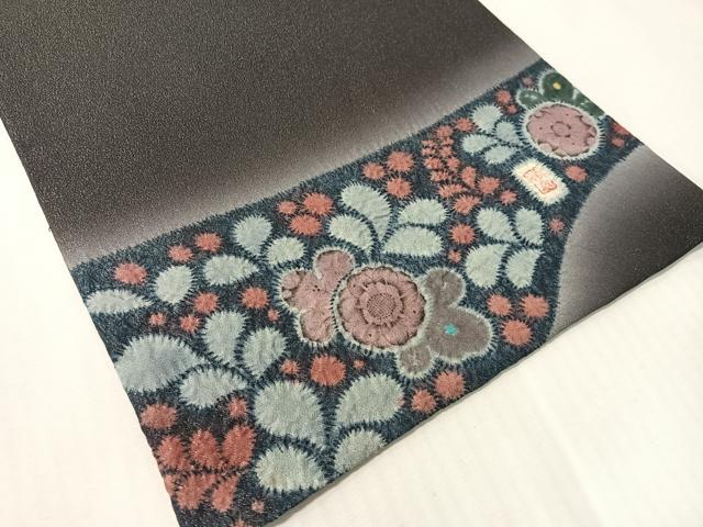 平和屋着物●太鼓柄袋帯　作家物　辻が花　絞り　銀通し地　正絹　逸品　CABJ0547vp