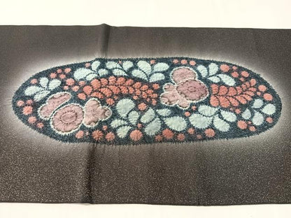 平和屋着物●太鼓柄袋帯　作家物　辻が花　絞り　銀通し地　正絹　逸品　CABJ0547vp