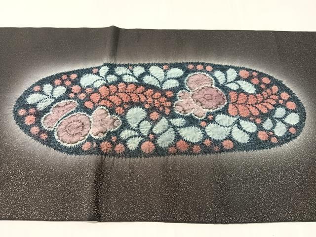 平和屋着物●太鼓柄袋帯　作家物　辻が花　絞り　銀通し地　正絹　逸品　CABJ0547vp