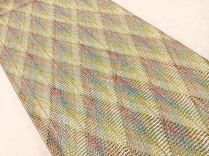 平和屋着物●全通柄袋帯　組織　網目文　金糸　正絹　逸品　CABJ0549vp