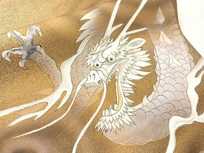 平和屋着物●琳派乃世界　灘昆年　太鼓柄袋帯　手描き　雲龍　金彩　正絹　逸品　CABJ0550vp
