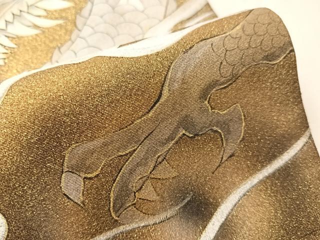 平和屋着物●琳派乃世界　灘昆年　太鼓柄袋帯　手描き　雲龍　金彩　正絹　逸品　CABJ0550vp