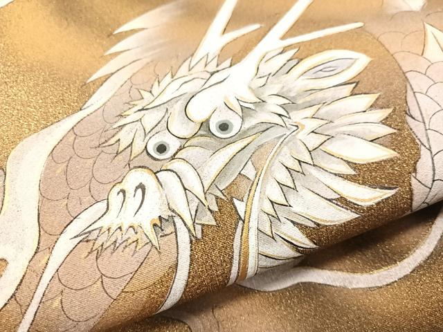 平和屋着物●琳派乃世界　灘昆年　太鼓柄袋帯　手描き　雲龍　金彩　正絹　逸品　CABJ0550vp