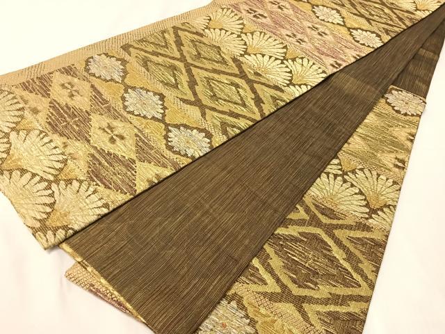 平和屋着物●六通柄袋帯　花菱横段文　金糸　正絹　逸品　CABJ0552vp