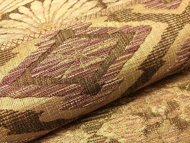 平和屋着物●六通柄袋帯　花菱横段文　金糸　正絹　逸品　CABJ0552vp
