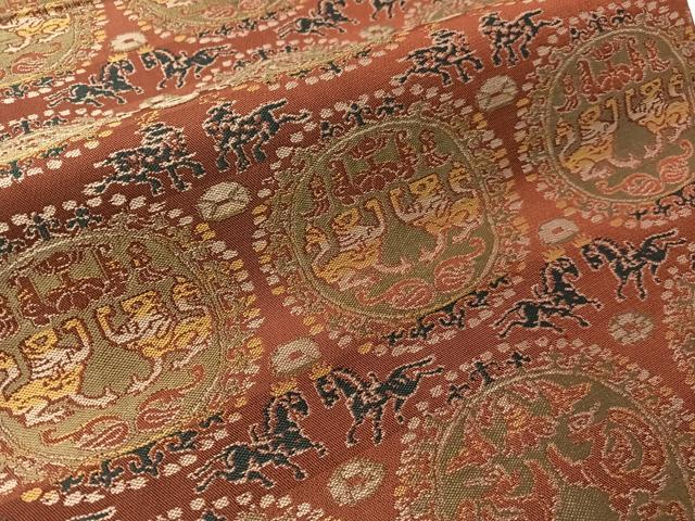 平和屋着物●龍村平蔵製　全通柄　本袋帯　円文白虎朱雀錦　正絹　逸品　CABJ0554vp