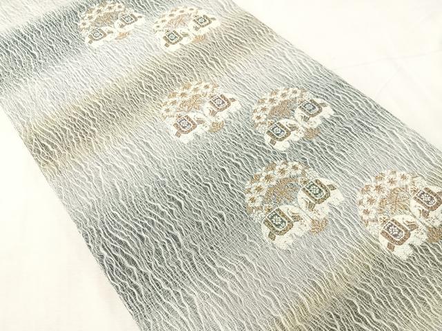 平和屋着物●六通柄袋帯　櫛織　象　正絹　逸品　CABJ0555vp