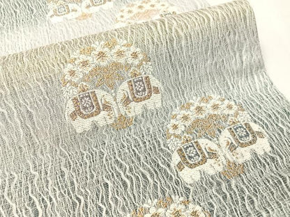 平和屋着物●六通柄袋帯　櫛織　象　正絹　逸品　CABJ0555vp