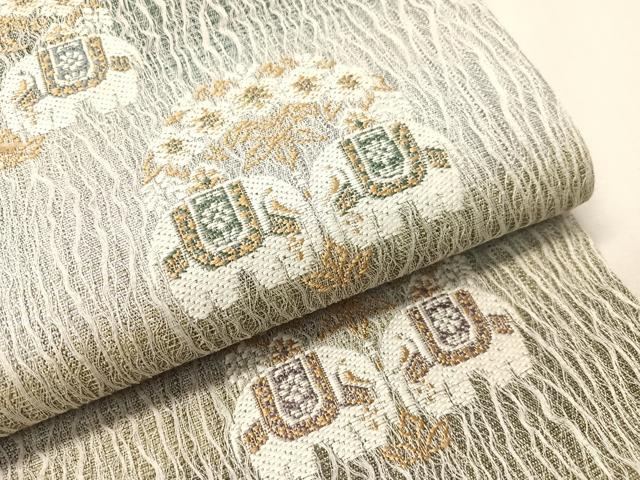 平和屋着物●六通柄袋帯　櫛織　象　正絹　逸品　CABJ0555vp