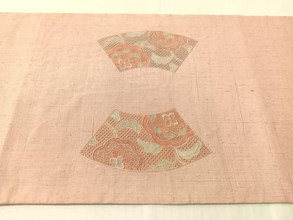 平和屋着物●中国三大刺繍　スワトウ刺繍　総刺繍　太鼓柄袋帯　紬地　地紙花文　正絹　逸品　CABJ0566vp