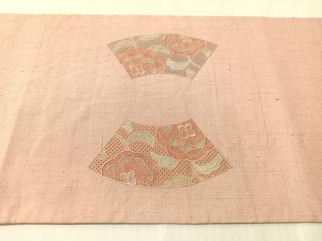 平和屋着物●中国三大刺繍　スワトウ刺繍　総刺繍　太鼓柄袋帯　紬地　地紙花文　正絹　逸品　CABJ0566vp