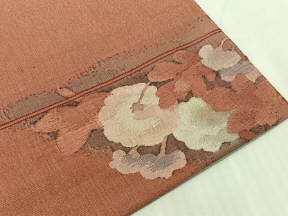 平和屋着物●手織綴れ　山鹿清華　太鼓柄袋帯　草花文　金糸　正絹　逸品　未使用　CABJ0580vp
