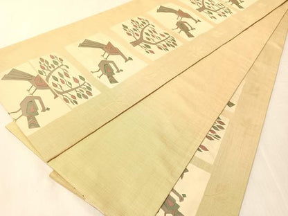 平和屋着物●名門木屋太　今河織物　六通柄袋帯　色紙双鳥文　正絹　逸品　CABJ0581vp