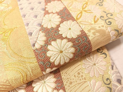 平和屋着物●織匠十一代目　篠屋宗兵衛謹製　綴れ唐織　六通柄袋帯　唐織　短冊吉祥花文　金糸　正絹　逸品　CABJ0583vp