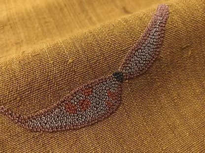平和屋着物●中国三大刺繍　総相良刺繍　九寸名古屋帯　紬地　成り物　桑染色　正絹　逸品　CABJ0584vp