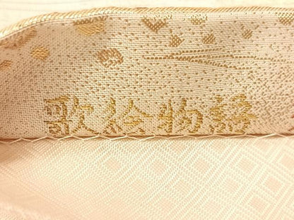 平和屋着物●六通柄袋帯　歌絵物語　須磨夢浮橋　鈴虫明石紅葉賀　金糸　正絹　逸品　CABJ0586vp