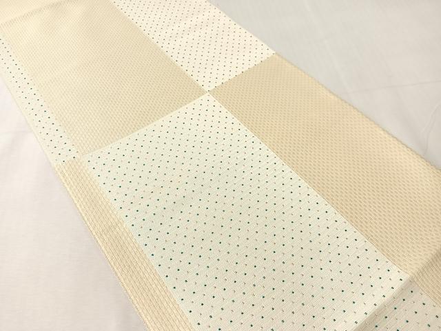 平和屋着物●八寸名古屋帯　市松文様　銀糸　正絹　逸品　未使用　CABJ0590vp