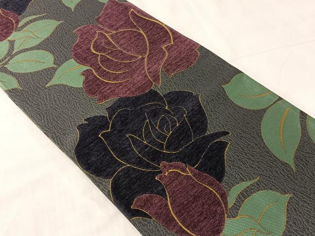 平和屋着物●両面　両方向　全通柄袋帯　モール　薔薇　正絹　逸品　CABJ0592vp