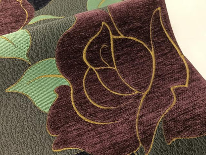 平和屋着物●両面　両方向　全通柄袋帯　モール　薔薇　正絹　逸品　CABJ0592vp