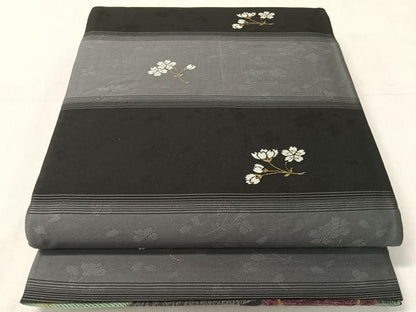 平和屋着物●両面　両方向　全通柄袋帯　モール　薔薇　正絹　逸品　CABJ0592vp
