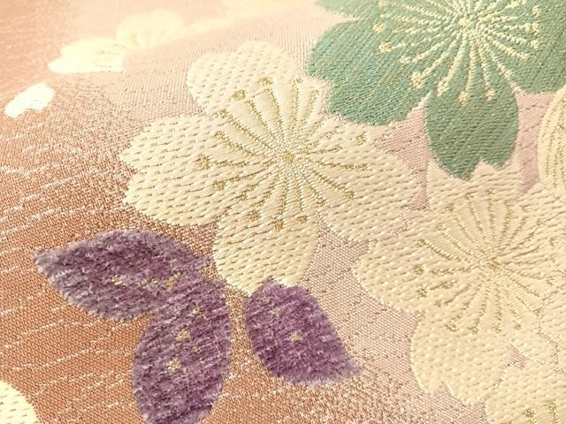 平和屋着物●両面　六通柄袋帯　モール　舞桜　金糸　正絹　逸品　CABJ0594vp