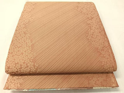 平和屋着物●両面　六通柄袋帯　モール　舞桜　金糸　正絹　逸品　CABJ0594vp