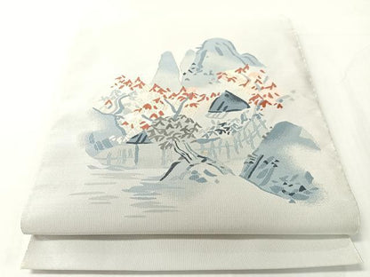 平和屋着物●爪掻き本綴れ　八寸名古屋帯　風景文　正絹　逸品　CABJ0598vp