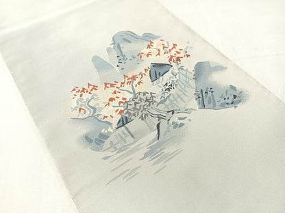 平和屋着物●爪掻き本綴れ　八寸名古屋帯　風景文　正絹　逸品　CABJ0598vp