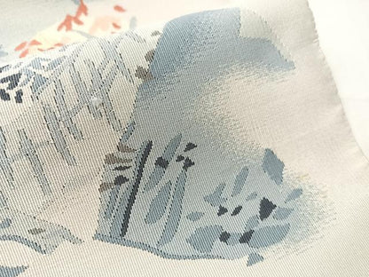 平和屋着物●爪掻き本綴れ　八寸名古屋帯　風景文　正絹　逸品　CABJ0598vp