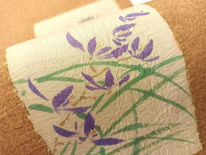 平和屋着物●本場縞大島紬地　全通柄袋帯　作家物　手描き　絞り　色紙花文　金彩　正絹　逸品　CABJ0599vp