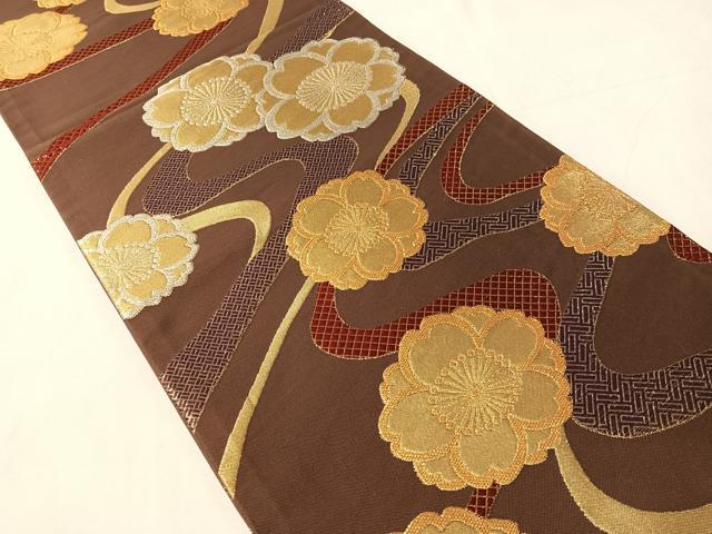 平和屋着物●六通柄袋帯　流水舞桜　金銀糸　正絹　逸品　CABJ0606vp