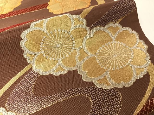平和屋着物●六通柄袋帯　流水舞桜　金銀糸　正絹　逸品　CABJ0606vp