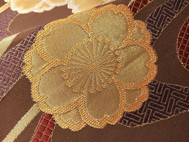 平和屋着物●六通柄袋帯　流水舞桜　金銀糸　正絹　逸品　CABJ0606vp
