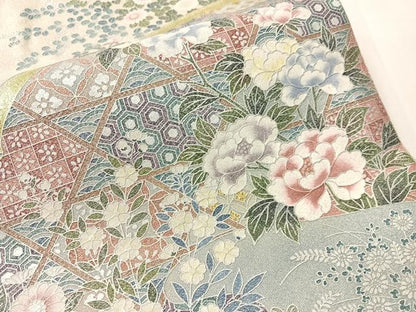 平和屋着物●太鼓柄袋帯　綴れ　籬花文　金銀彩　正絹　逸品　CABJ0607vp