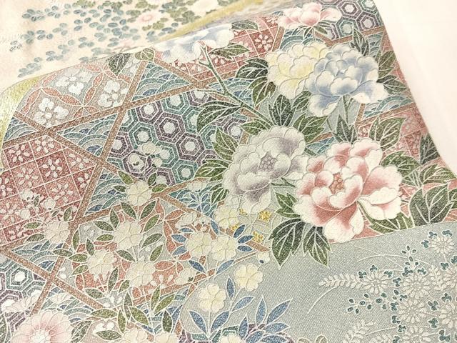 平和屋着物●太鼓柄袋帯　綴れ　籬花文　金銀彩　正絹　逸品　CABJ0607vp