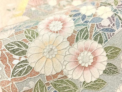 平和屋着物●太鼓柄袋帯　綴れ　籬花文　金銀彩　正絹　逸品　CABJ0607vp