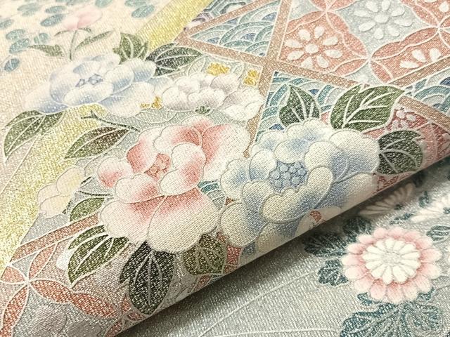 平和屋着物●太鼓柄袋帯　綴れ　籬花文　金銀彩　正絹　逸品　CABJ0607vp