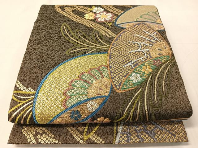 平和屋着物●六通柄袋帯　唐織　貝合わせ花文　金銀糸　正絹　逸品　CABJ0609vp