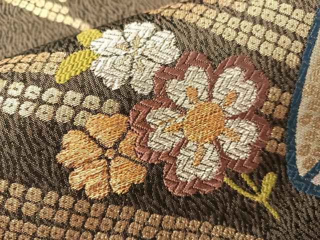 平和屋着物●六通柄袋帯　唐織　貝合わせ花文　金銀糸　正絹　逸品　CABJ0609vp
