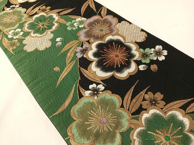 平和屋着物●六通柄袋帯　はんなり　舞桜　金糸　反端付き　上代29万　正絹　逸品　CABJ0613vp