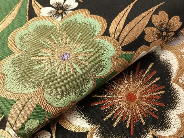 平和屋着物●六通柄袋帯　はんなり　舞桜　金糸　反端付き　上代29万　正絹　逸品　CABJ0613vp