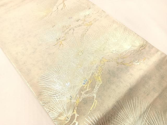 平和屋着物●金彩友禅作家　金彩の魔術師　堀省平　金煌織　太鼓柄袋帯　松　金銀彩　引箔　正絹　逸品　未使用　CABJ0631vp