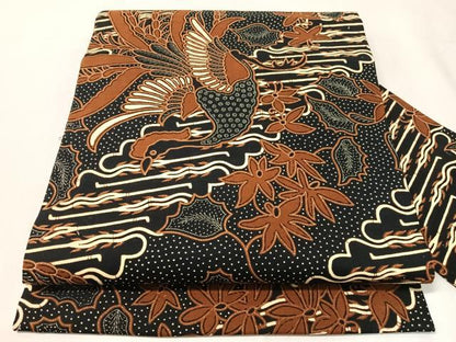 平和屋着物●全通柄　九寸名古屋帯　バティック　鳳凰花文　黒地　綿　逸品　CABJ0632vp