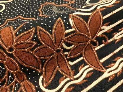 平和屋着物●全通柄　九寸名古屋帯　バティック　鳳凰花文　黒地　綿　逸品　CABJ0632vp