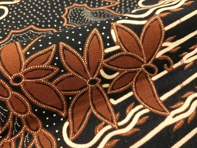 平和屋着物●全通柄　九寸名古屋帯　バティック　鳳凰花文　黒地　綿　逸品　CABJ0632vp
