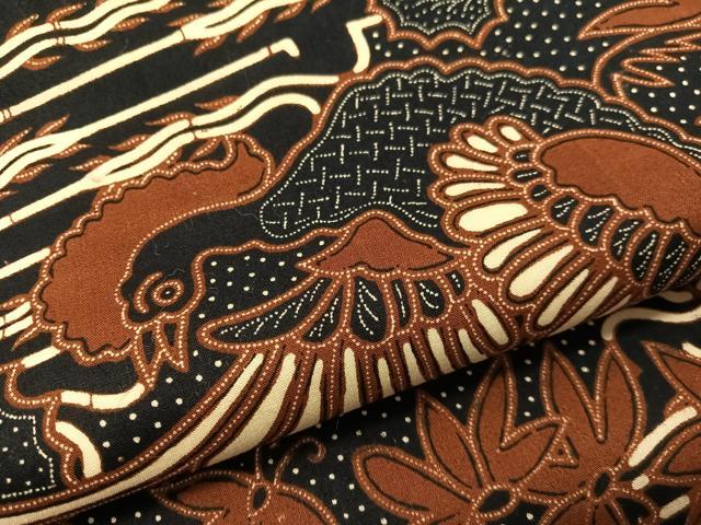 平和屋着物●全通柄　九寸名古屋帯　バティック　鳳凰花文　黒地　綿　逸品　CABJ0632vp
