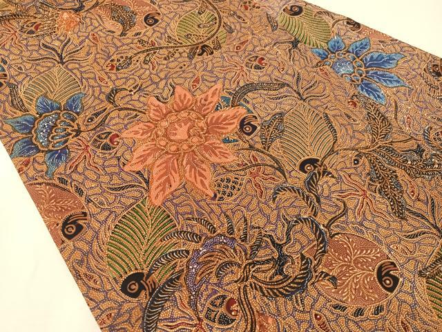 平和屋着物●全通柄　九寸名古屋帯　バティック　更紗唐草文　綿　逸品　CABJ0633vp